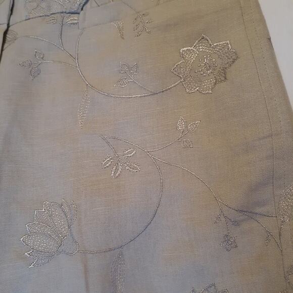 Larry Levine Petetus Embroidered Capris 8P Linen Blend 2 Faux Pockets - Picture 4 of 8